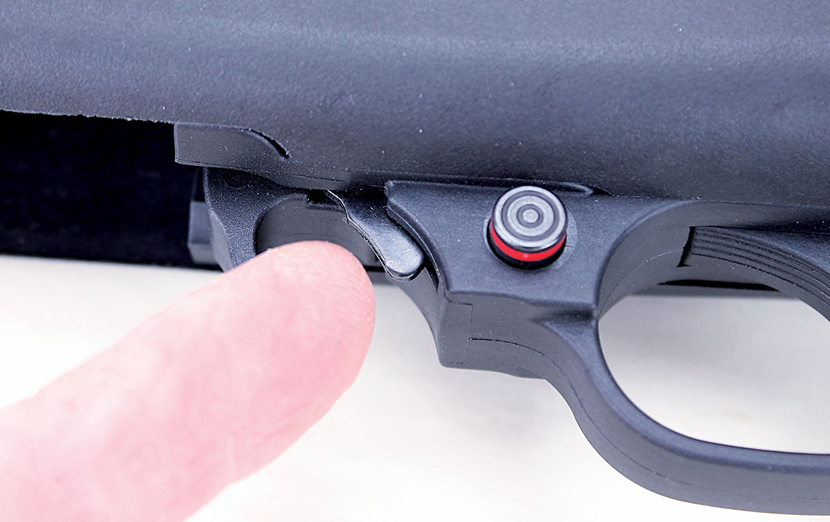 The 10/22’s bolt lock is hardly ergonomic, and to operate it requires one hand on the bolt lock and the other on the bolt handle.
